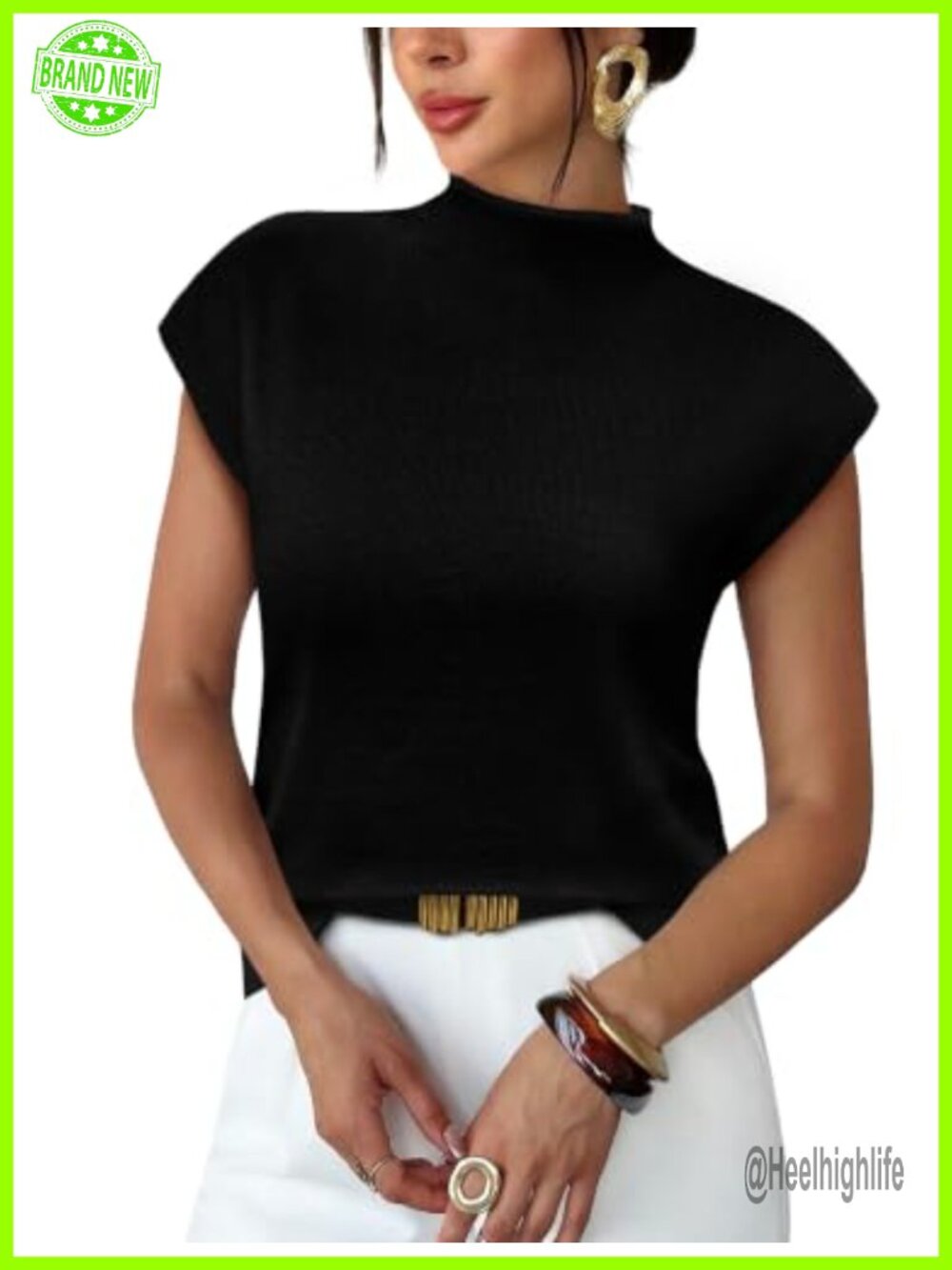 Women's Short Sleeve Mock Neck Sweater Lightweight Knit Pullover Summer Top